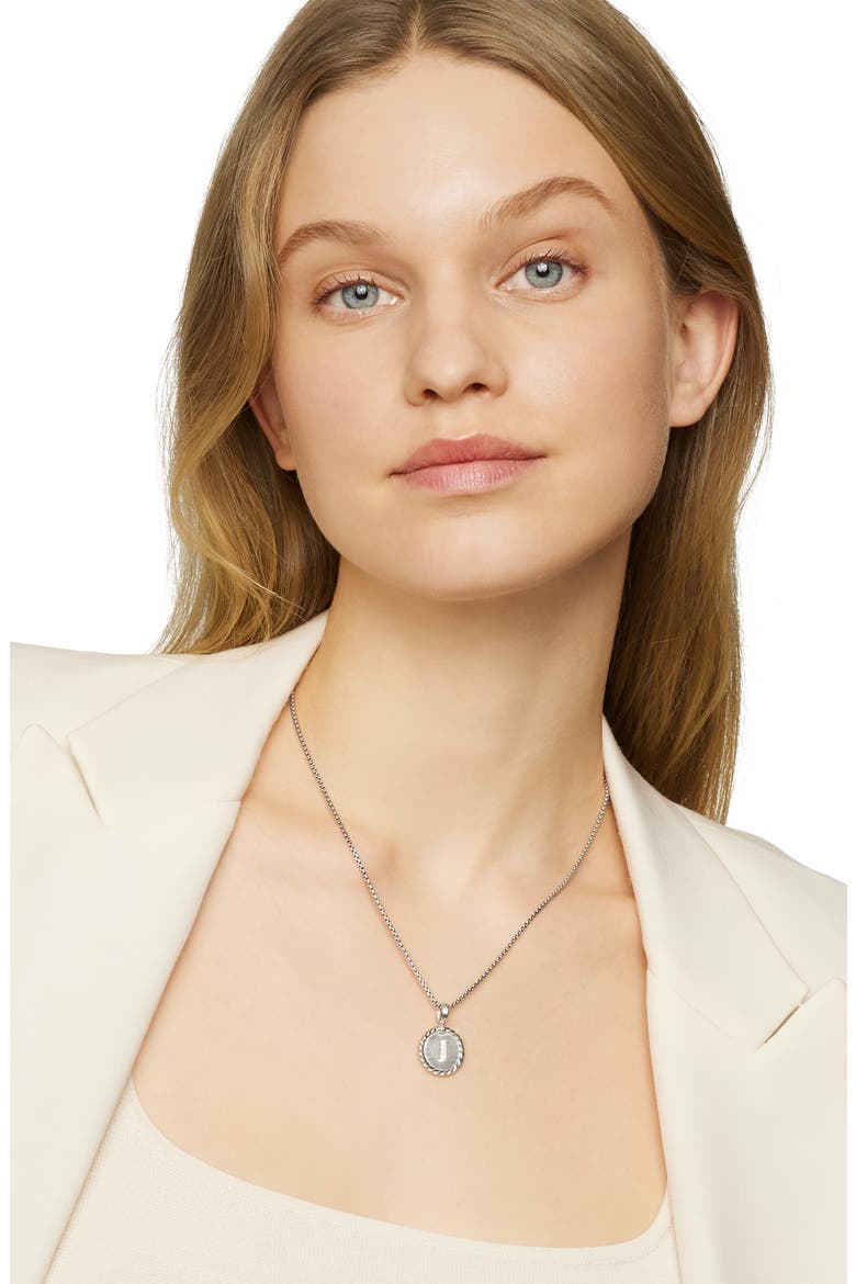 Initial Charm Necklace with Diamonds, Alternate, color, SILVER/ DIAMOND-J