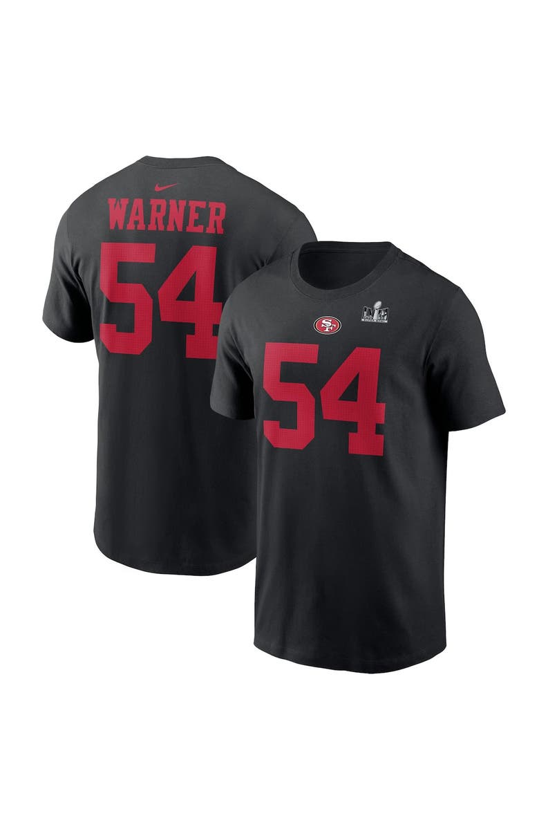 Nike Men's Nike Fred Warner Black San Francisco 49ers Super Bowl LVIII Patch Player Name & Number T-Shirt, Main, color,