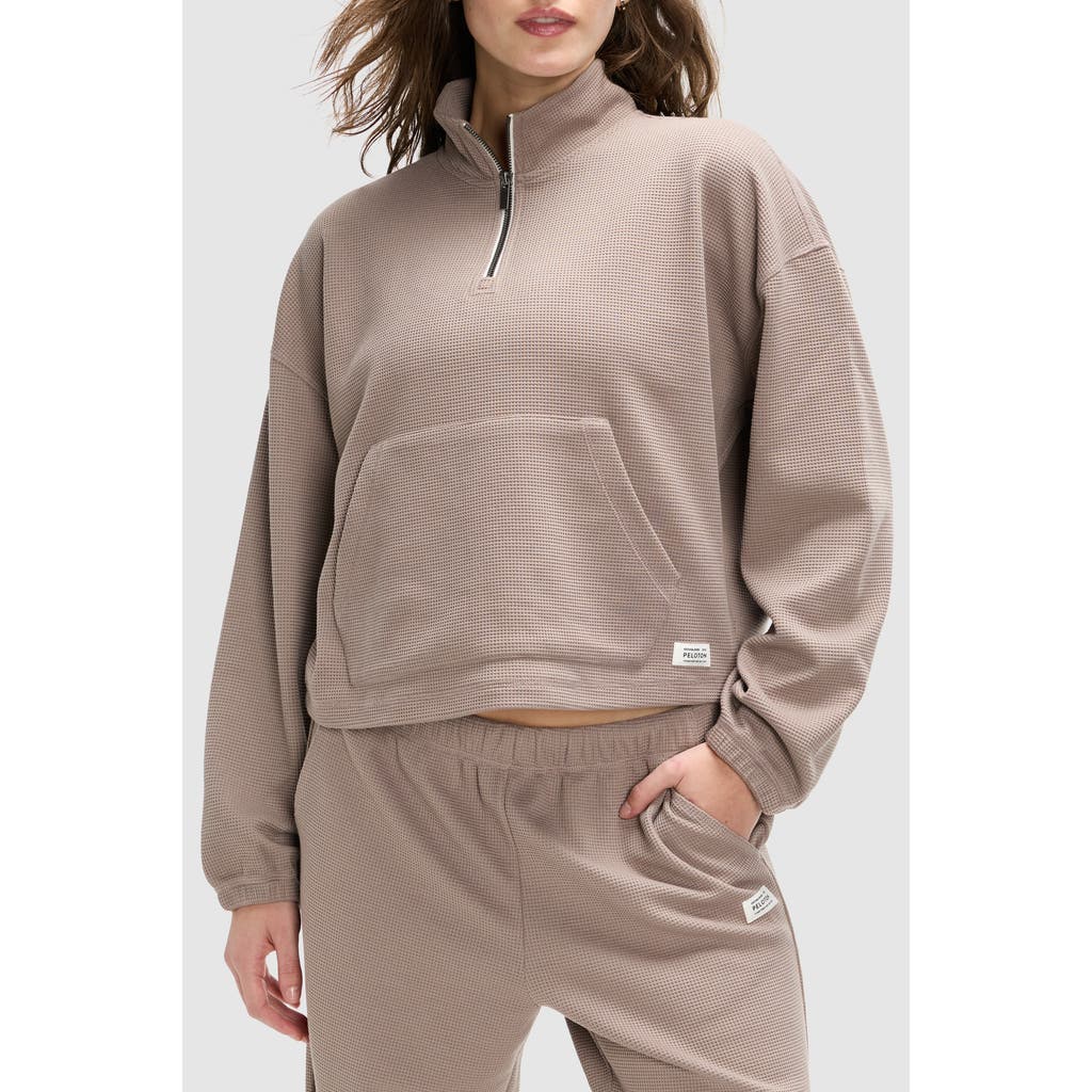 Peloton Waffle Mock Neck 1/2 Zip In Taupe Grey