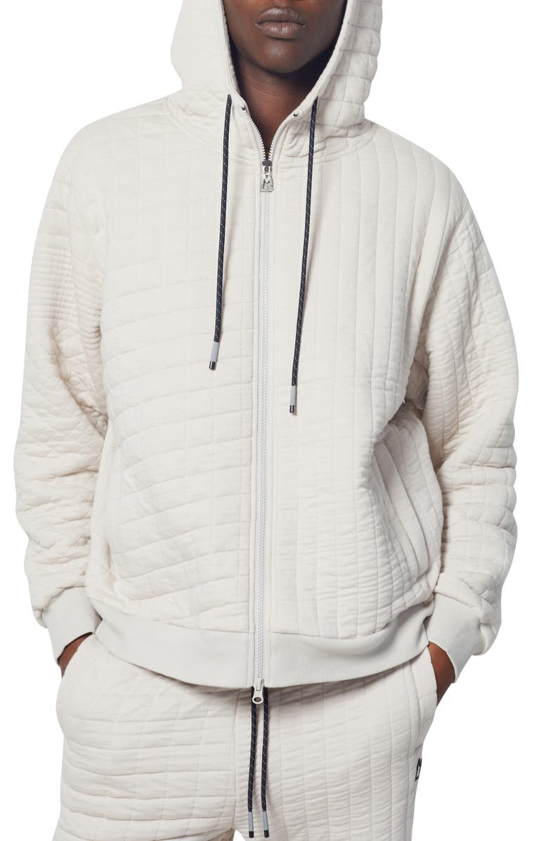 MAGNLENS Rowan Oversize Quilted Jacquard Fleece Zip Hoodie, Main, color, 