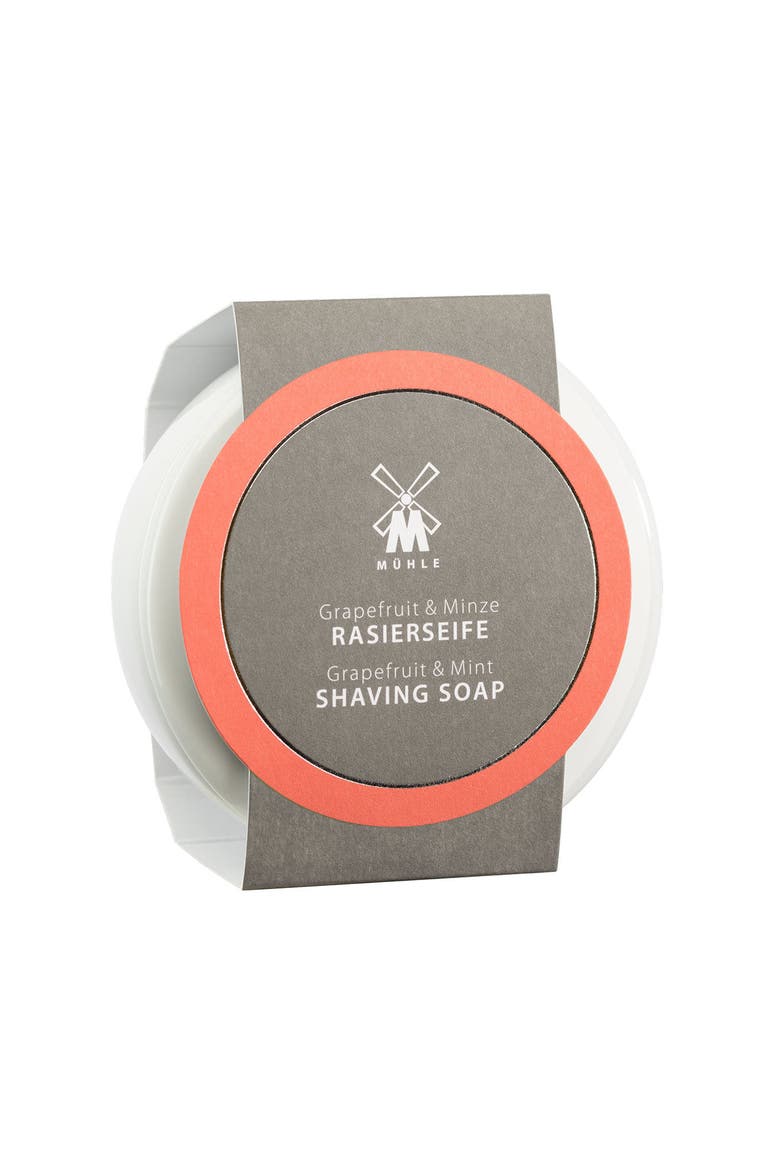 Porcelain Dish With Grapefruit & Mint Shaving Soap, Main, color, White