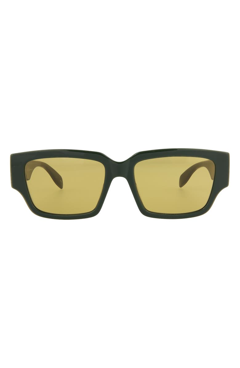 McQueen 56mm Square Sunglasses, Main, color, Green Yellow
