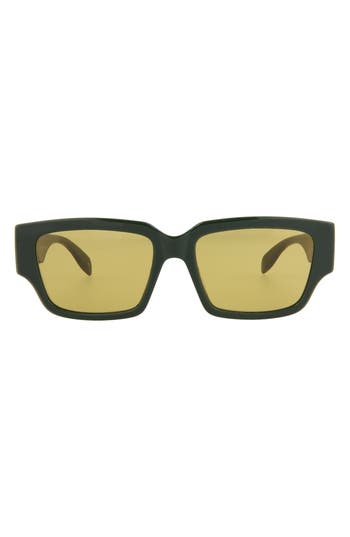 Alexander Mcqueen Mcqueen 56mm Square Sunglasses In Green Yellow