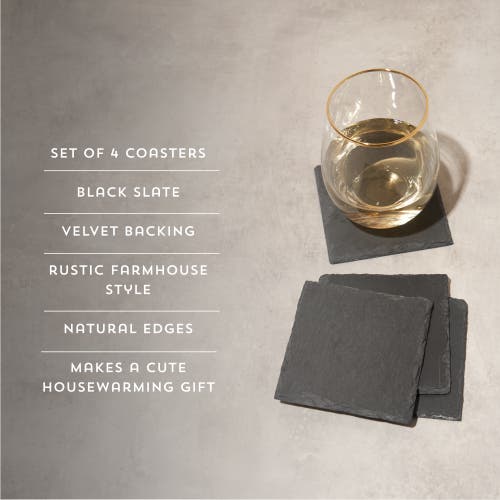 Twine Square Slate Coasters Set Of 4 In Brown