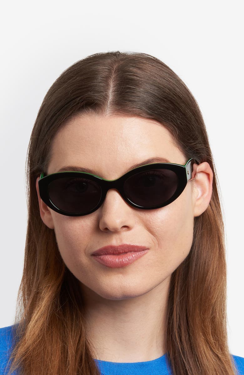 Kate Spade New York caeley 52mm oval sunglasses, Alternate, color, Black Green/ Grey