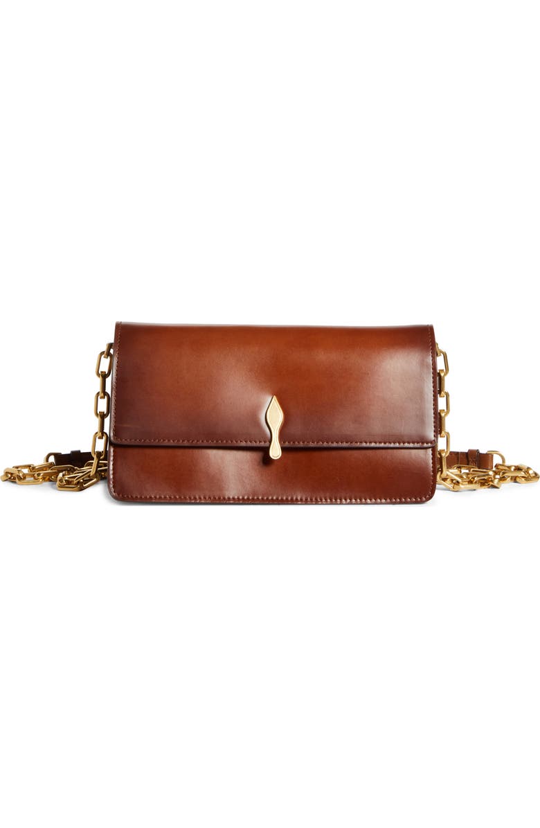 Christian Louboutin Bettina Leather Crossbody Bag, Main, color, X235 Cognac/Gold