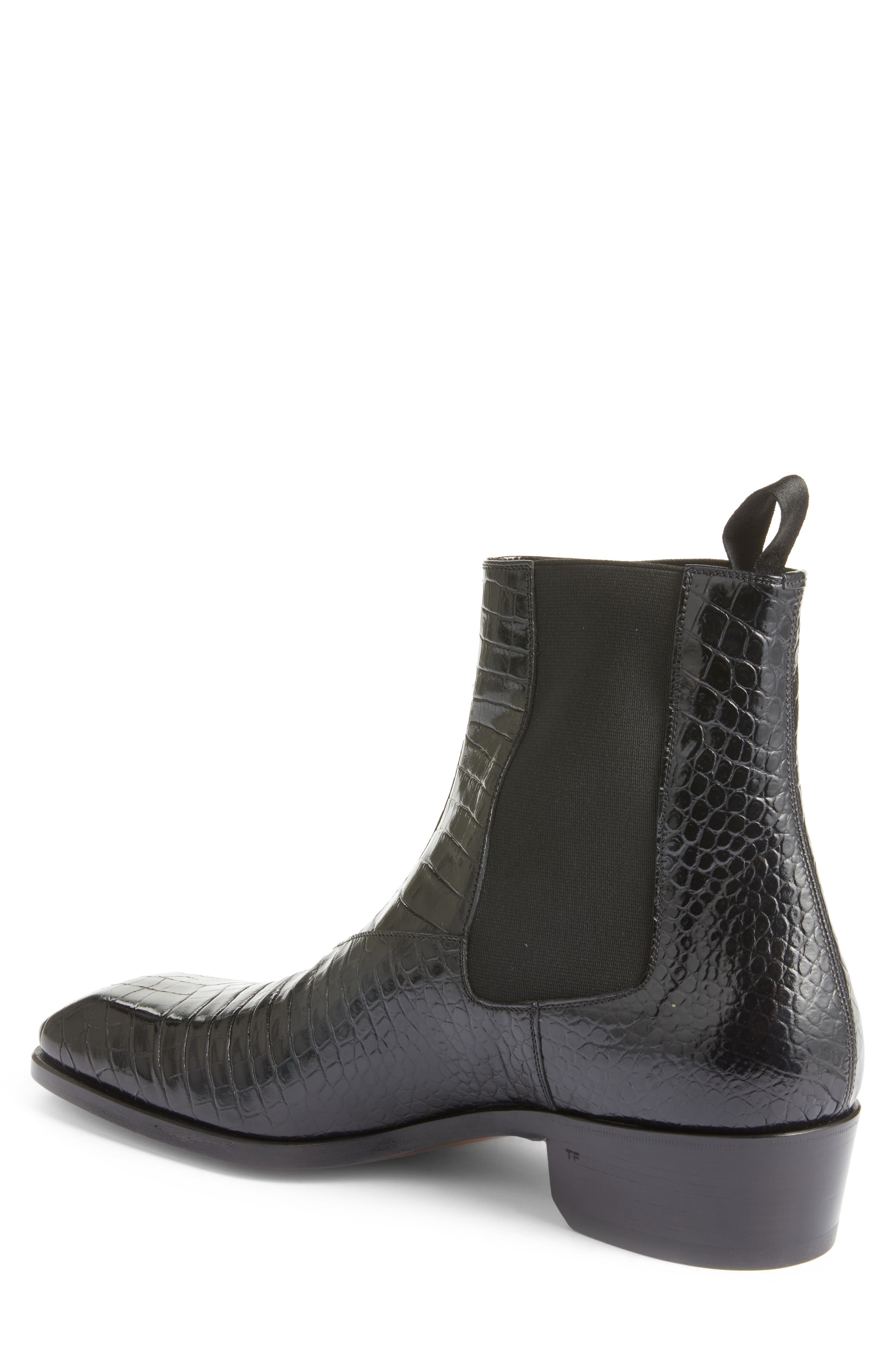 TOM FORD Bailey Croc Embossed Chelsea Boot, Alternate, color, 