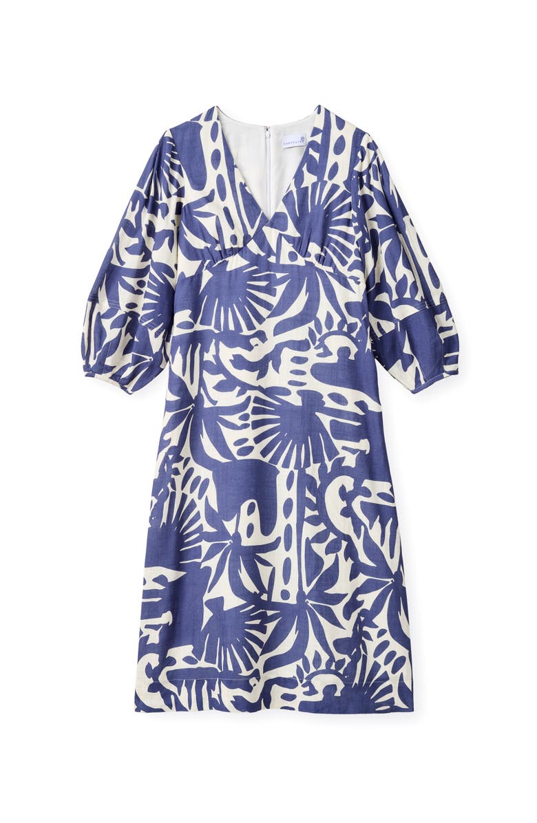 Cartolina Dover Midi Linen Dress, Main, color, Coastal Indigo