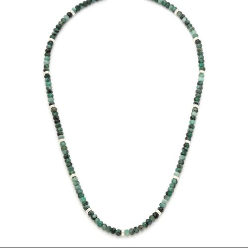 Jan Leslie Gemstone Beaded Necklace With Sterling Silver Lobster Closure In Green