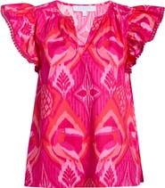 SUGARLIPS Prissa Ikat Carya Ruffle Sleeve Top