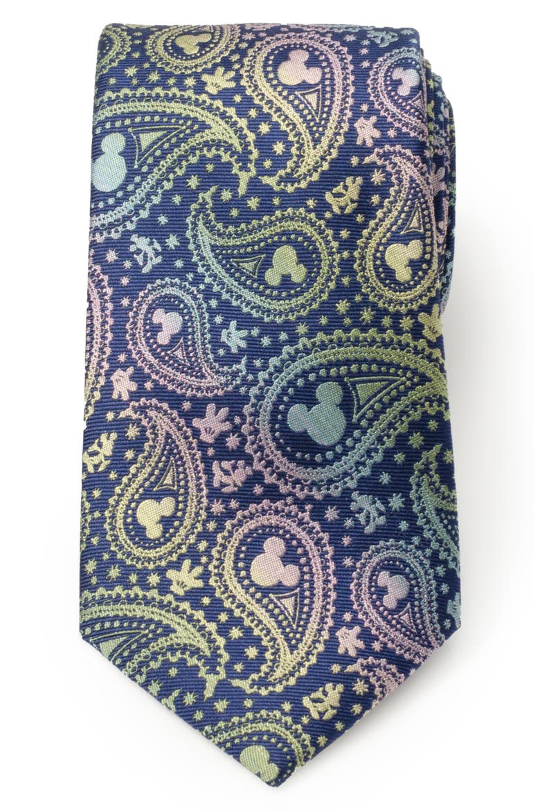 x Disney Mickey Iridescent Paisley Silk Tie, Main, color, NAVY
