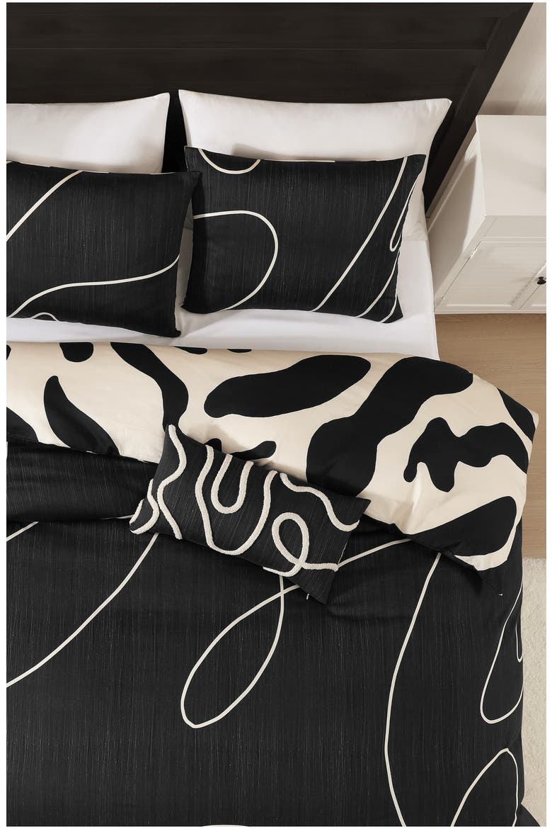 Clay Trees Reversible Comforter Set, Alternate, color, BLACK