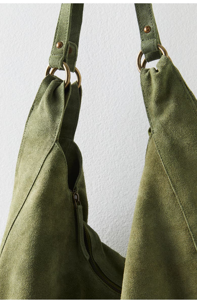 Free People We the Free Roma Suede Tote Bag, Alternate, color, Olive Moss