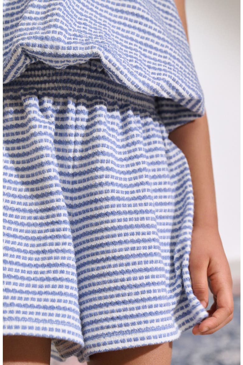 Kids' Textured Stripe Cotton Top & Shorts Set, Alternate, color, BLUE