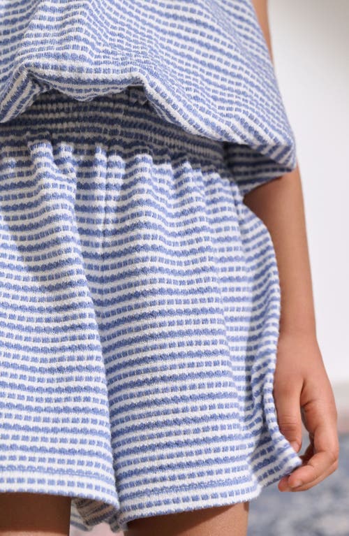 Next Kids' Textured Stripe Cotton Shorts In Blue
