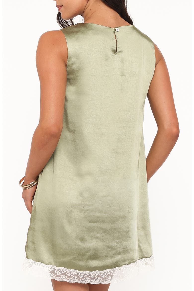Gretel Lace Trim Satin Minidress, Alternate, color, GREEN/ CREAM