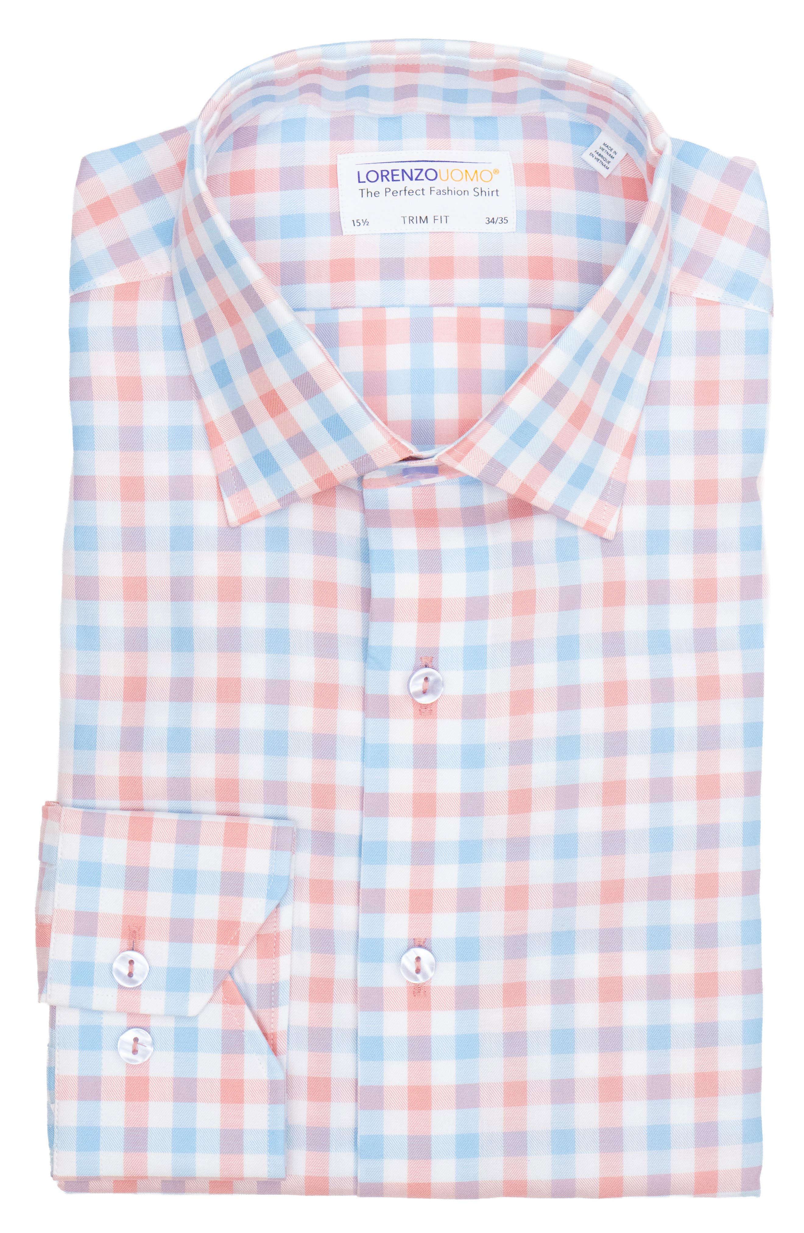 Trim Fit Gingham Print Dress Shirt
