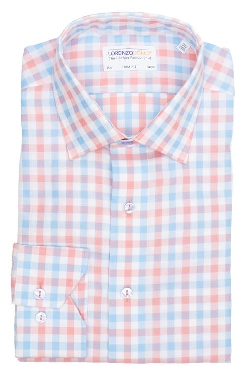Trim Fit Gingham Print Dress Shirt