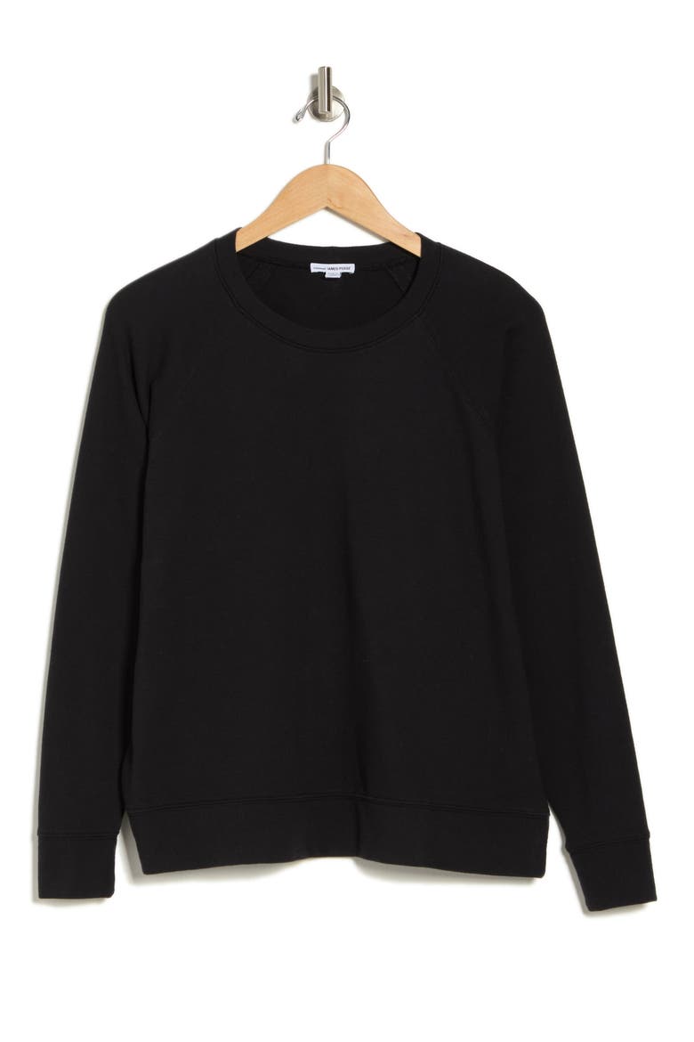 Cotton French Terry Relaxed Sweater, Alternate, color, BLACK