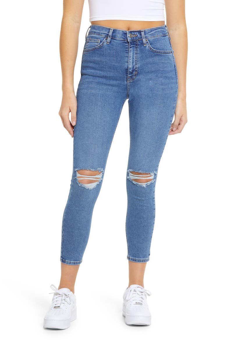 Jamie Ripped Ankle Skinny Jeans, Main, color, MID DENIM