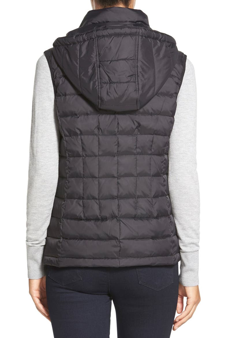 Quilted Down & Feather Fill Vest with Detachable Hood, Alternate, color, BLACK
