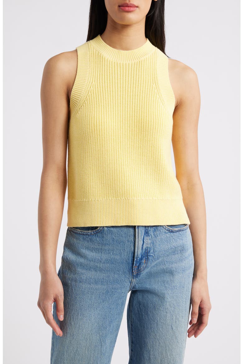 Demi Cotton Sweater Vest, Main, color, LEMON MERINGUE