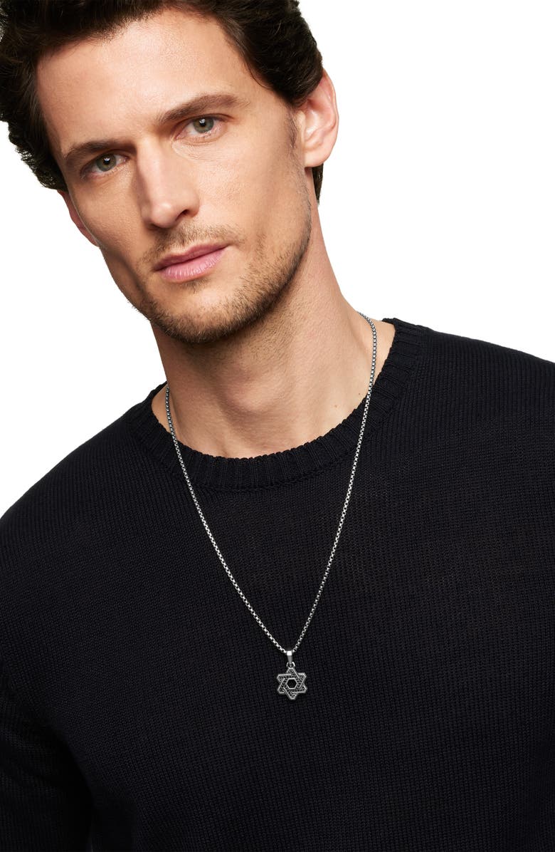 David Yurman Deco Star of David Pendant with Pavé Black Diamonds, Alternate, color, Silver/ Black Diamond