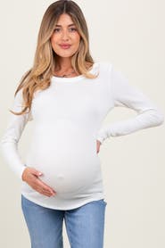 PinkBlush Ribbed Scoop Neck Long Sleeve Top
