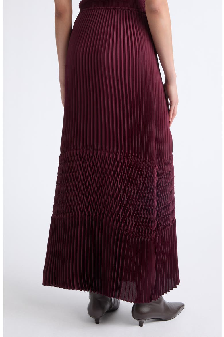 Plissé Straight Midi Skirt, Alternate, color, AUBERGINE