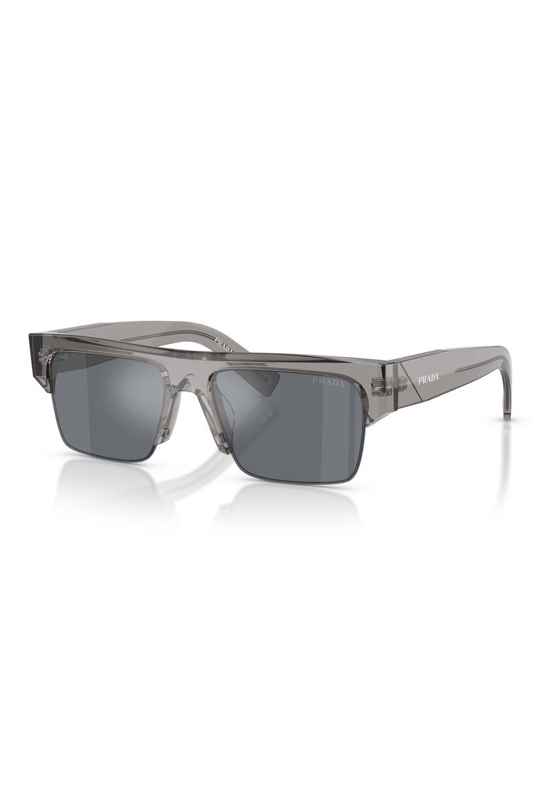 55mm Rectangular Sunglasses, Alternate, color, TRANSPARENT / BLUE/ SILVER