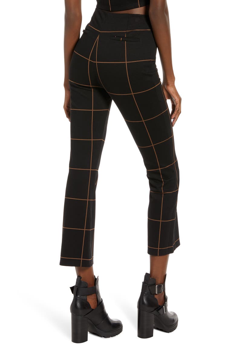 Ponte High Waist Kick Flare Pants, Alternate, color, BLACK TAN THIN GRID