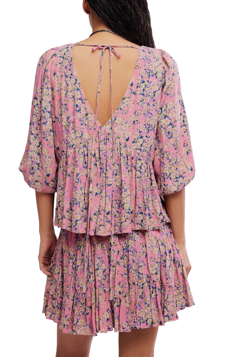 Free People Perishing Floral Print Blouse & Skirt Set, Alternate, color, Pink Combo