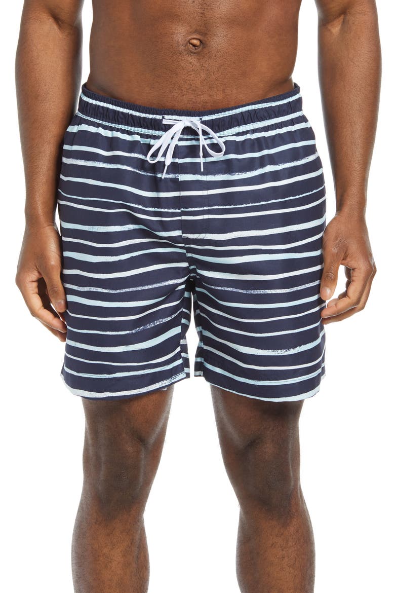 Swim Trunks, Main, color, NAVY MULTI WATERCOLOR STRIPE