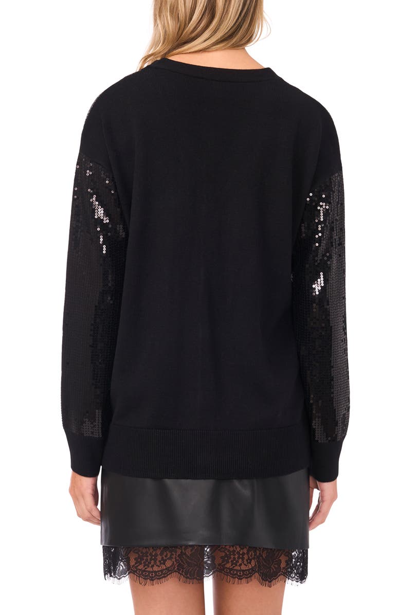 Vince Camuto Sequin Cardigan, Alternate, color, Rich Black