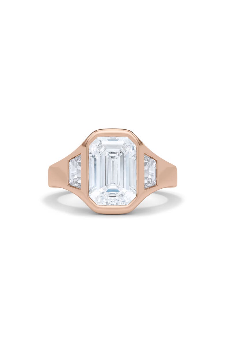 Emerald with Trapezoid Lab Grown Diamond Ring, Alternate, color, 3.00 CTW 18K ROSE GOLD