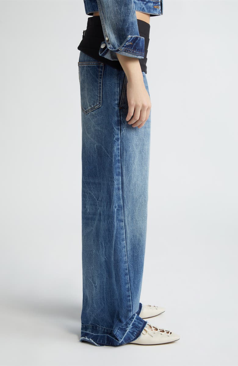 Stella McCartney Cummerbund Detail Nonstretch Denim Wide Leg Jeans, Alternate, color, 