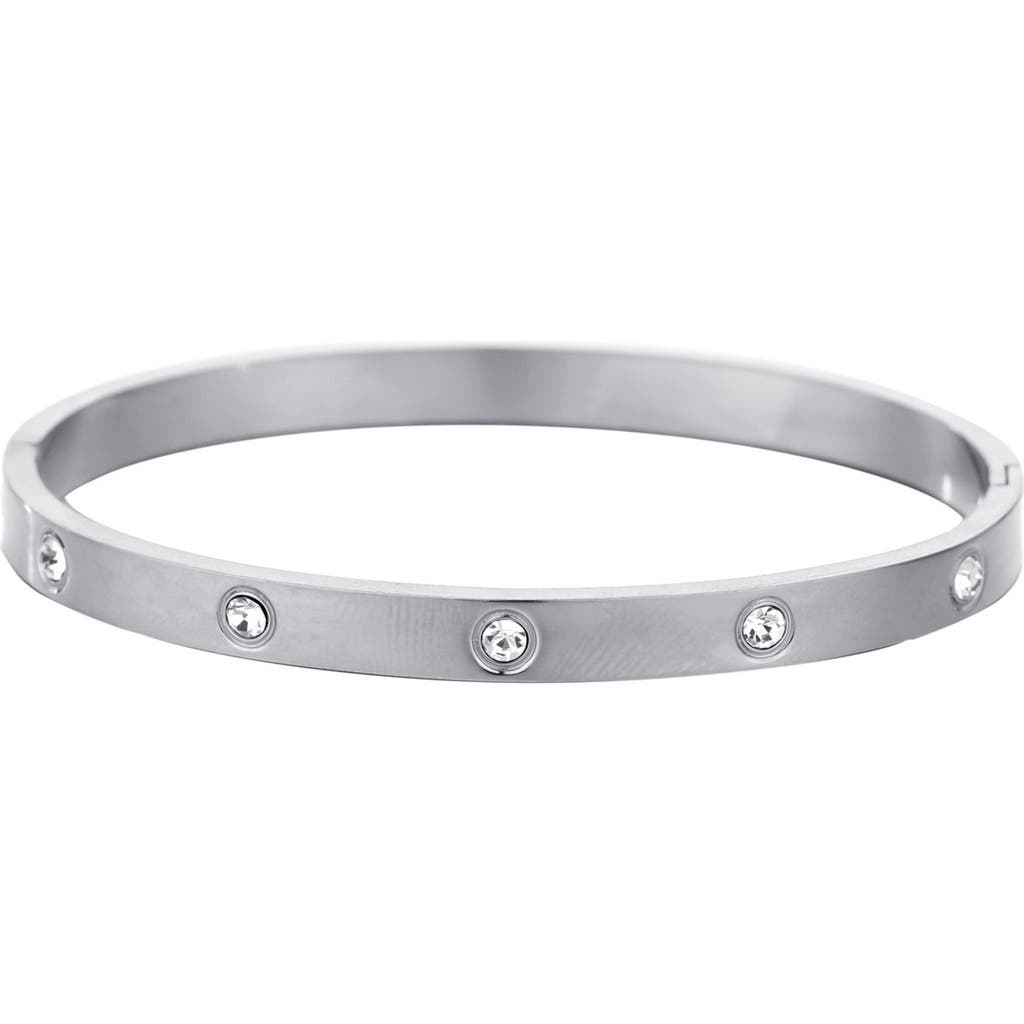 Adornia Tarnish Resistant Silver Crystal Eternity Cuff Bracelet In Silver