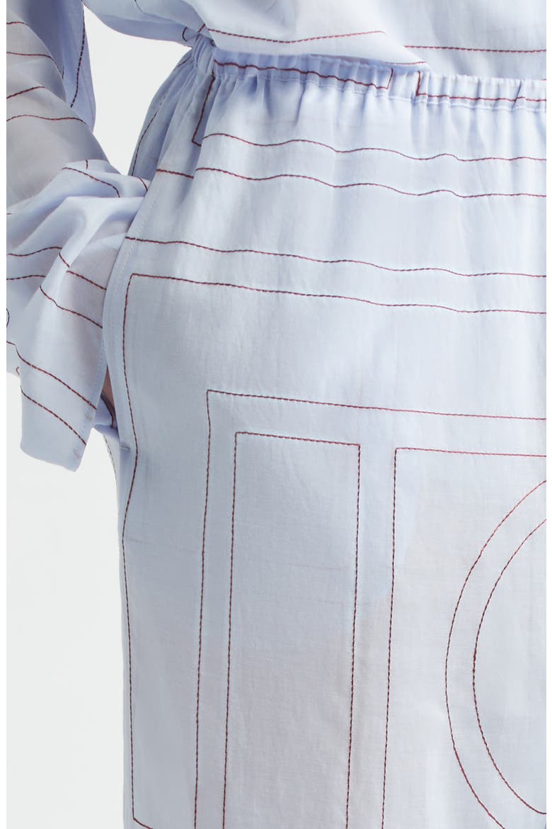 Monogram Embroidered Pull-On Pants, Alternate, color, SKY