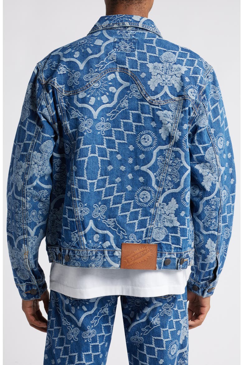 Blue Dreams Floral Jacquard Denim Trucker Jacket, Alternate, color, DODGER
