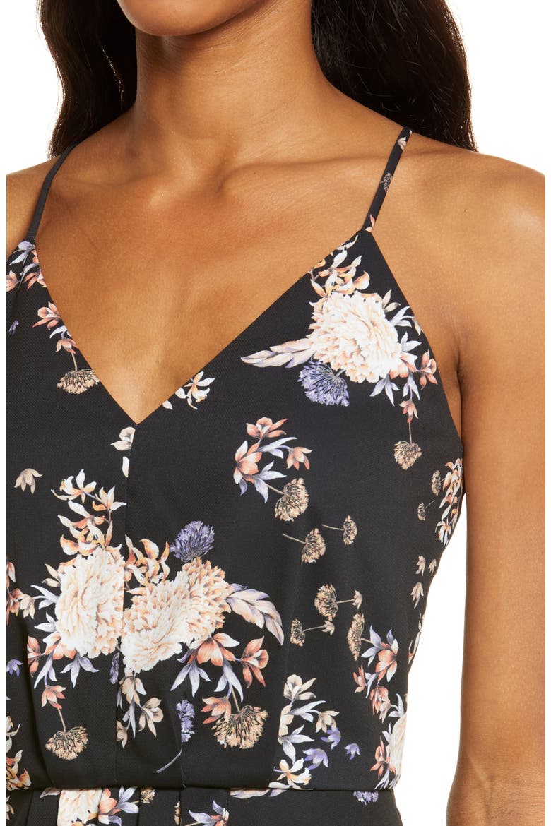 Sleeveless Faux Wrap Dress, Alternate, color, BLACK BROCADE BLOSSOM