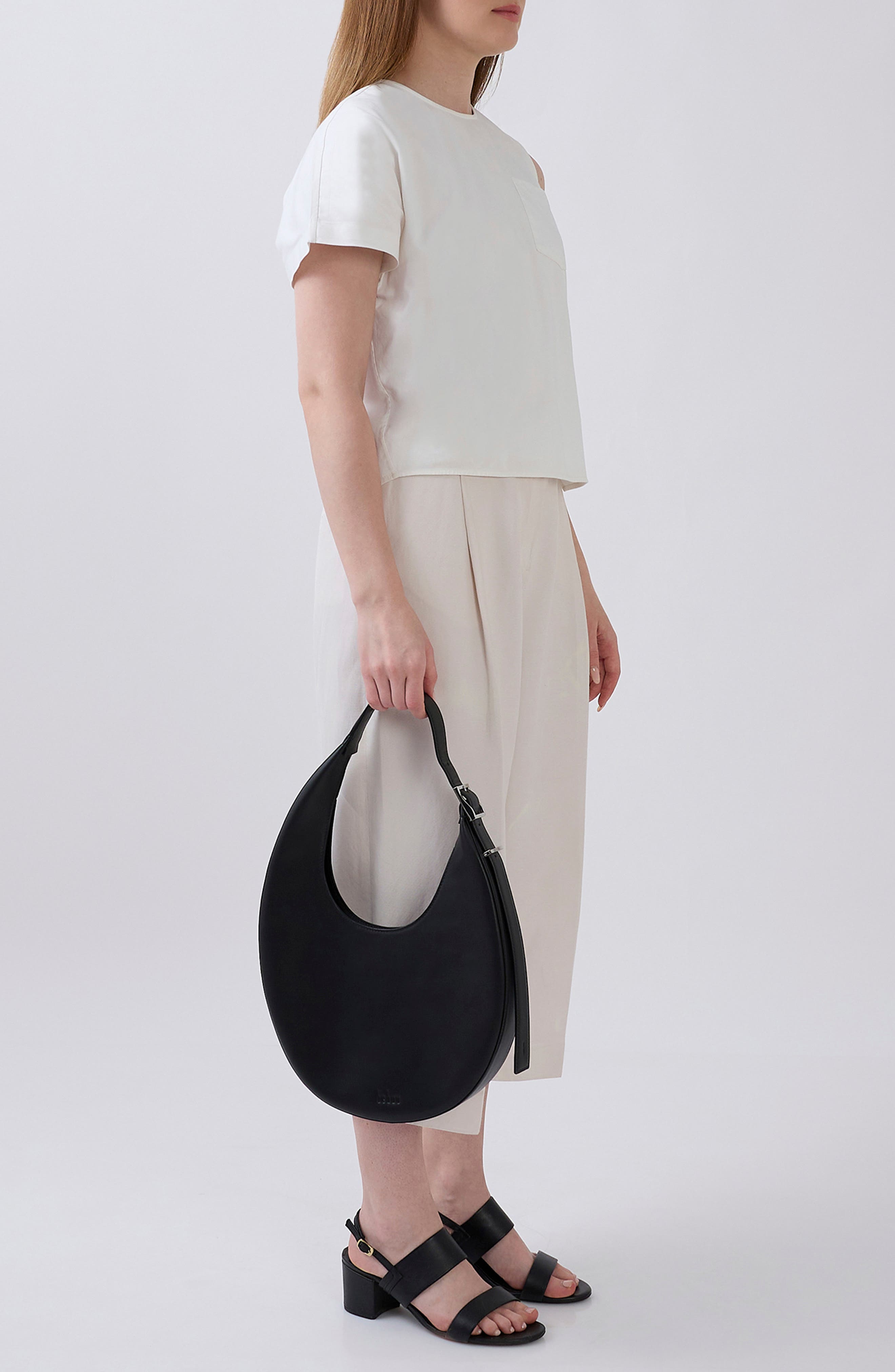 behno Large Ina Crescent Shoulder Bag, Alternate, color, Black