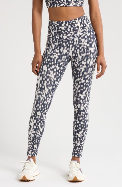Zella Studio Luxe Print High Waist Pocket 7/8 Leggings In Navy Tortoise Shell