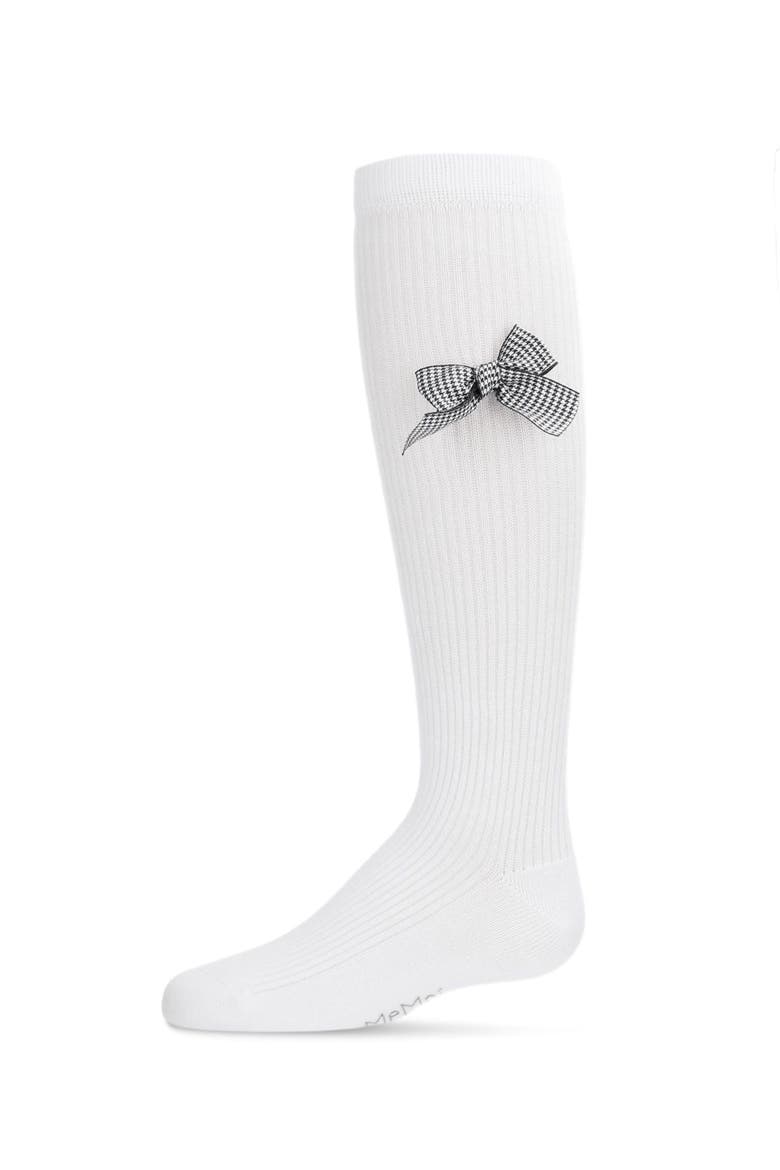 Herringbone Thin Ribbed Knee High, Main, color, White