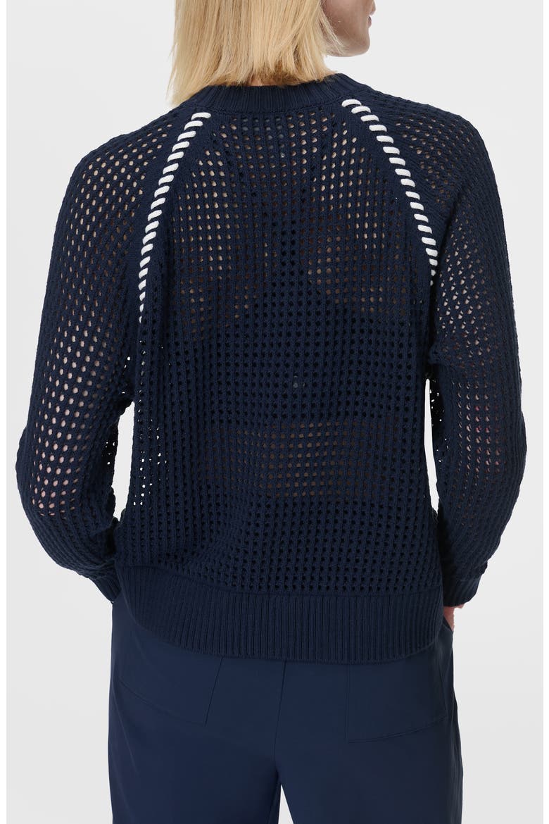 Tides High Whipstitch Open Knit Sweater, Alternate, color, NAVY BLUE