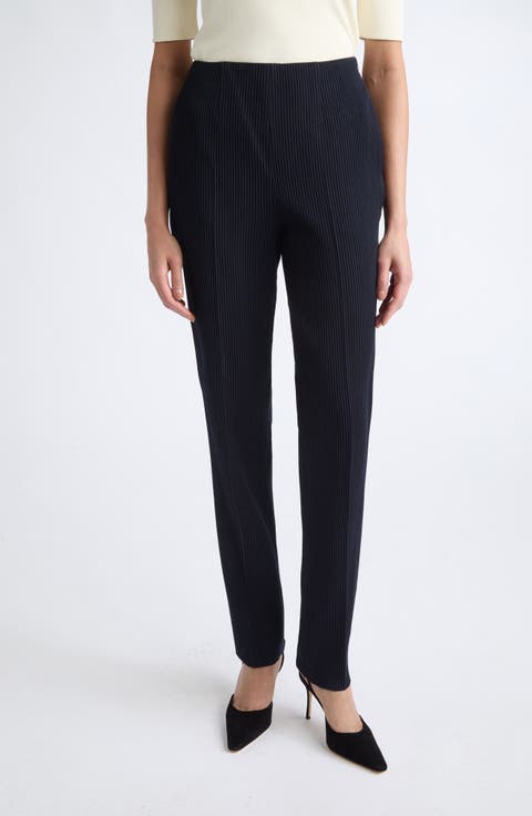 Wool Canneté Rib Straight Leg Pants