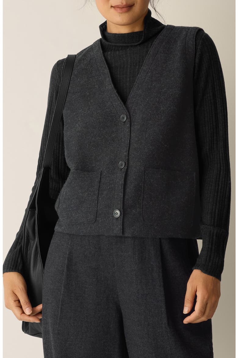 Pocket Wool Felted Cardigan, Main, color, CHARCOAL