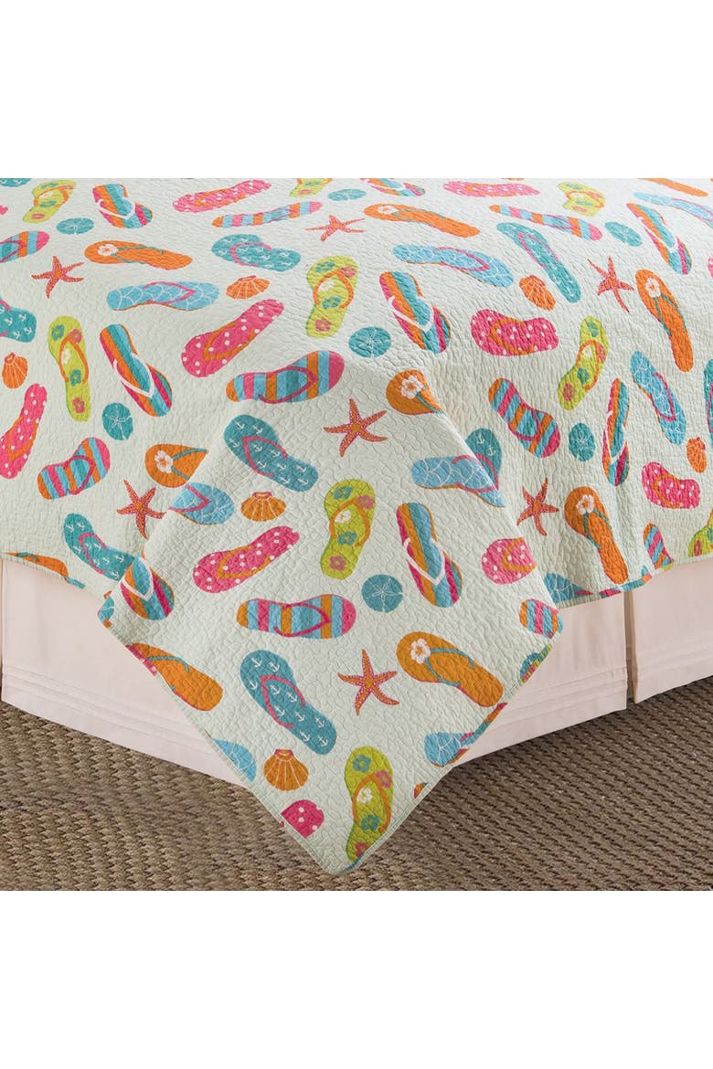 Flip Flop Life 100% Cotton Quilt Set  - Reversible and Machine Washable, Alternate, color, Blue