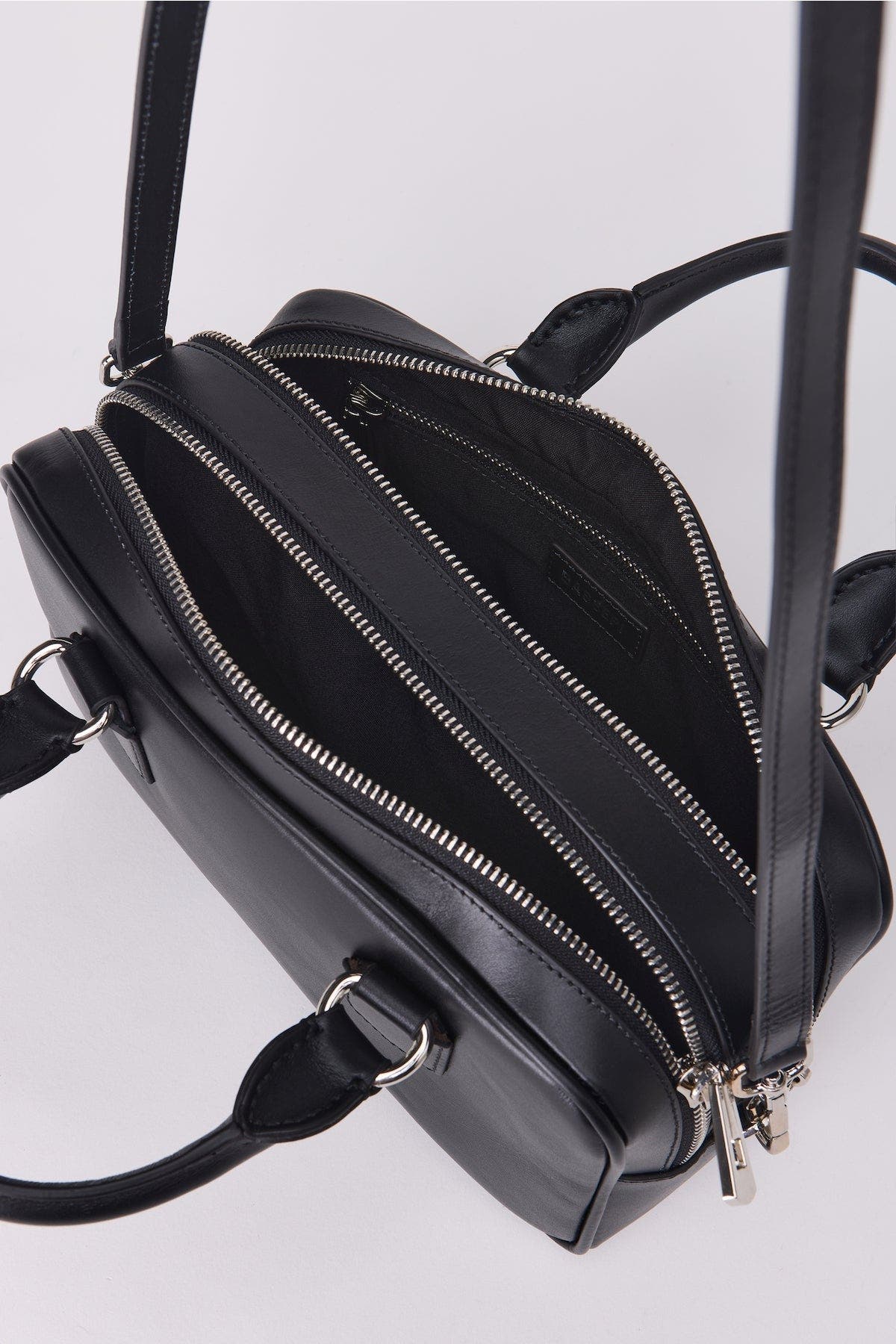 Forever & Always Shoes Sara Leather Structured Bassepi Mini Bag, Alternate, color, Black