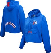 PRO STANDARD Women's Pro Standard Royal Philadelphia 76ers Classic Wind Woven Cropped Half-Zip Jacket