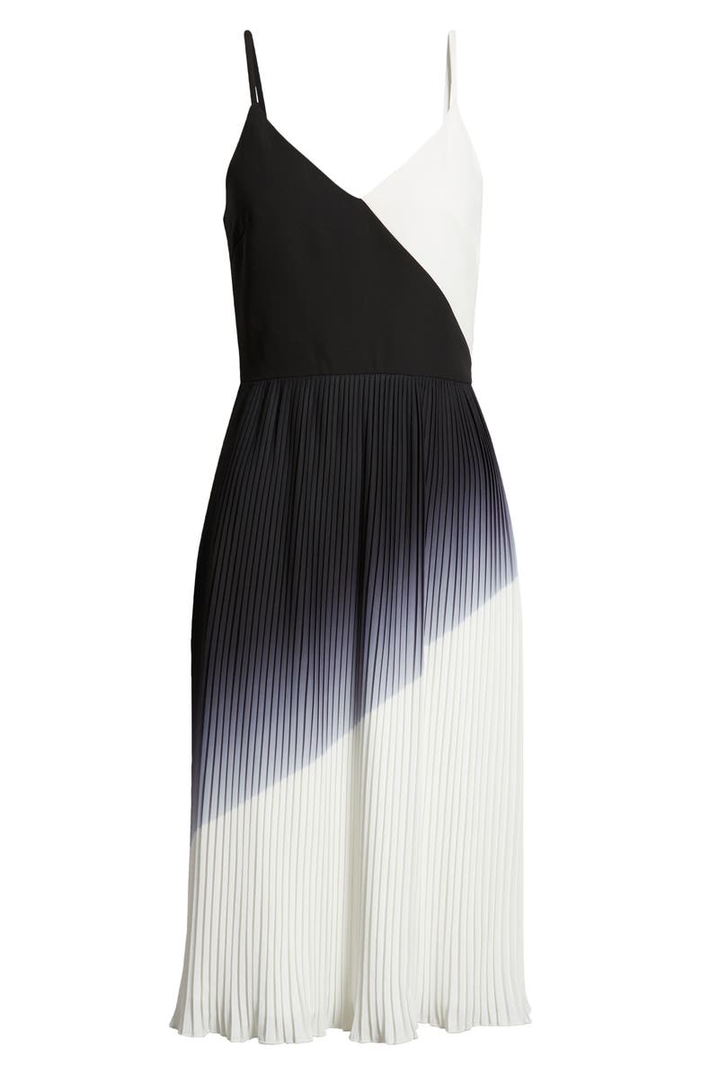 Chi Chi London Almie Colorblock Pleated Slipdress, Alternate, color, Monochrome